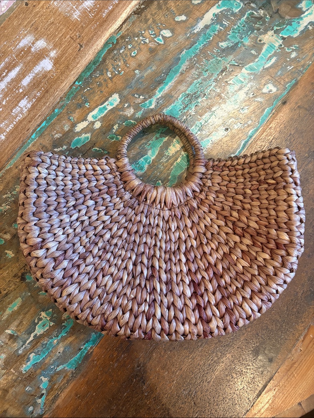Xhilaration Woven Half-Moon Clutch in Brown